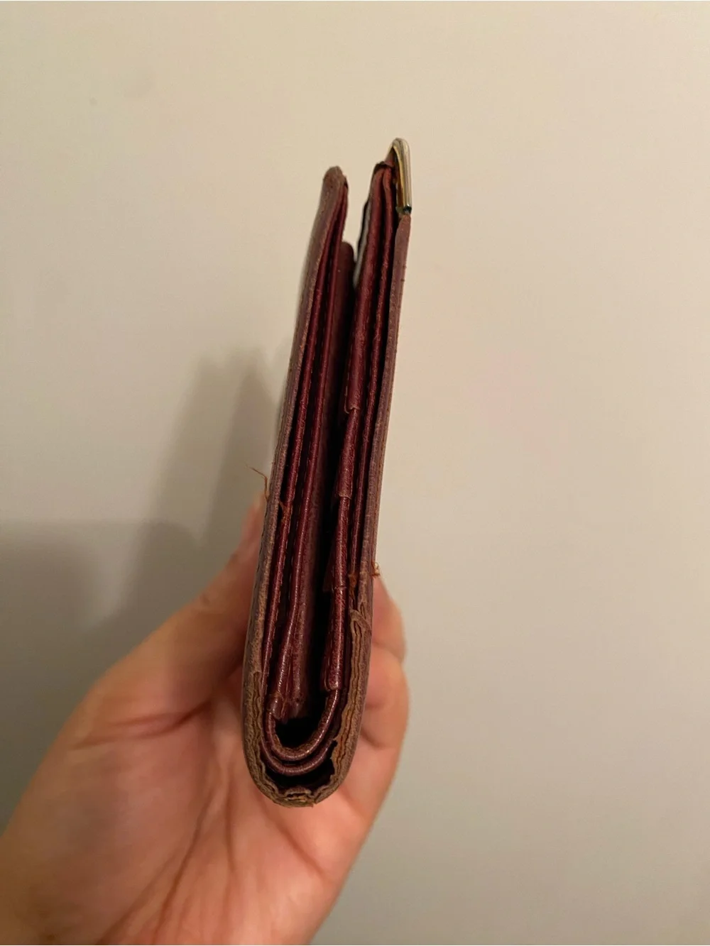 Cartier Euc Leather Bifold Wallet - Burgundy with Gold Corners